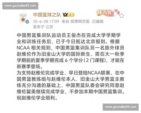 男篮集训再调整：赵维伦因学分离队，张镇麟伤退，郭士强或启用赵继伟 + 王俊杰